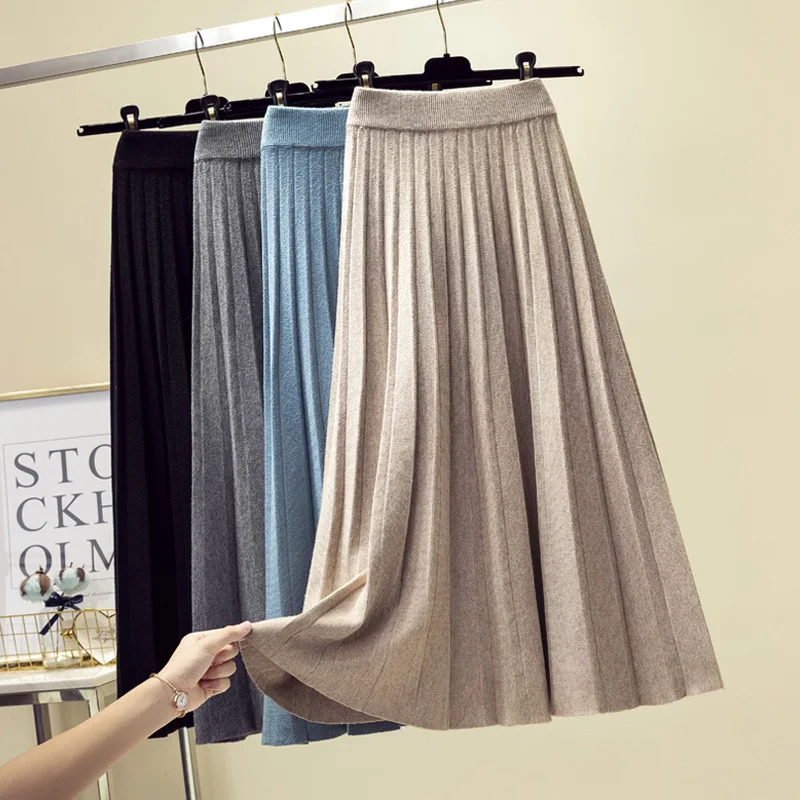 Solid Color Knitted Skirt for Women for Autumn and Winter New High Waist Slim Elegant Medium Length A-line Wool Skirt
Solid Color Knitted Skirt for Women for Autumn and Winter New High Waist Slim Elegant Medium Length A-line Wool Skirt