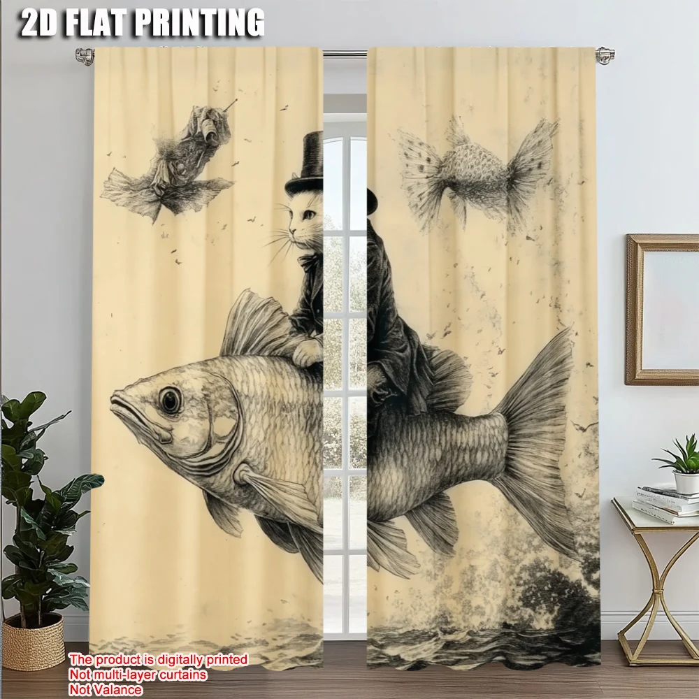 2pcs, Light Filtering Curtains 2D print Cat Riding On Fish Versatile 100% Polyester (without rod) Decorations Outdoor for Living
2pcs, Light Filtering Curtains 2D print Cat Riding On Fish Versatile 100% Polyester (without rod) Decorations Outdoor for Living