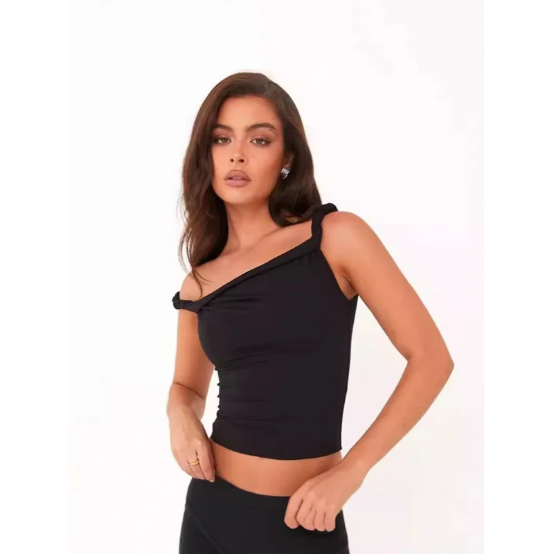 Clothing2025New Solid Color Sleeveless Midriff-Baring Sexy Twisted Shoulder Strap Top Women's European and American Style
Clothing2025New Solid Color Sleeveless Midriff-Baring Sexy Twisted Shoulder Strap Top Women's European and American Style