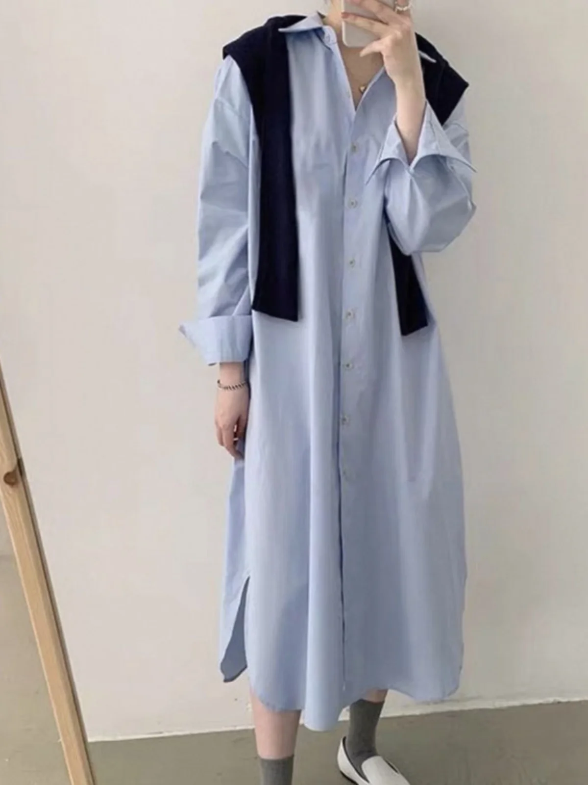 Blue Long Shirt Dress Women's Spring 2025 New Loose Over-Knee Sun Protection Fashion Set Two-Piece Long Sleeve Collar
Blue Long Shirt Dress Women's Spring 2025 New Loose Over-Knee Sun Protection Fashion Set Two-Piece Long Sleeve Collar