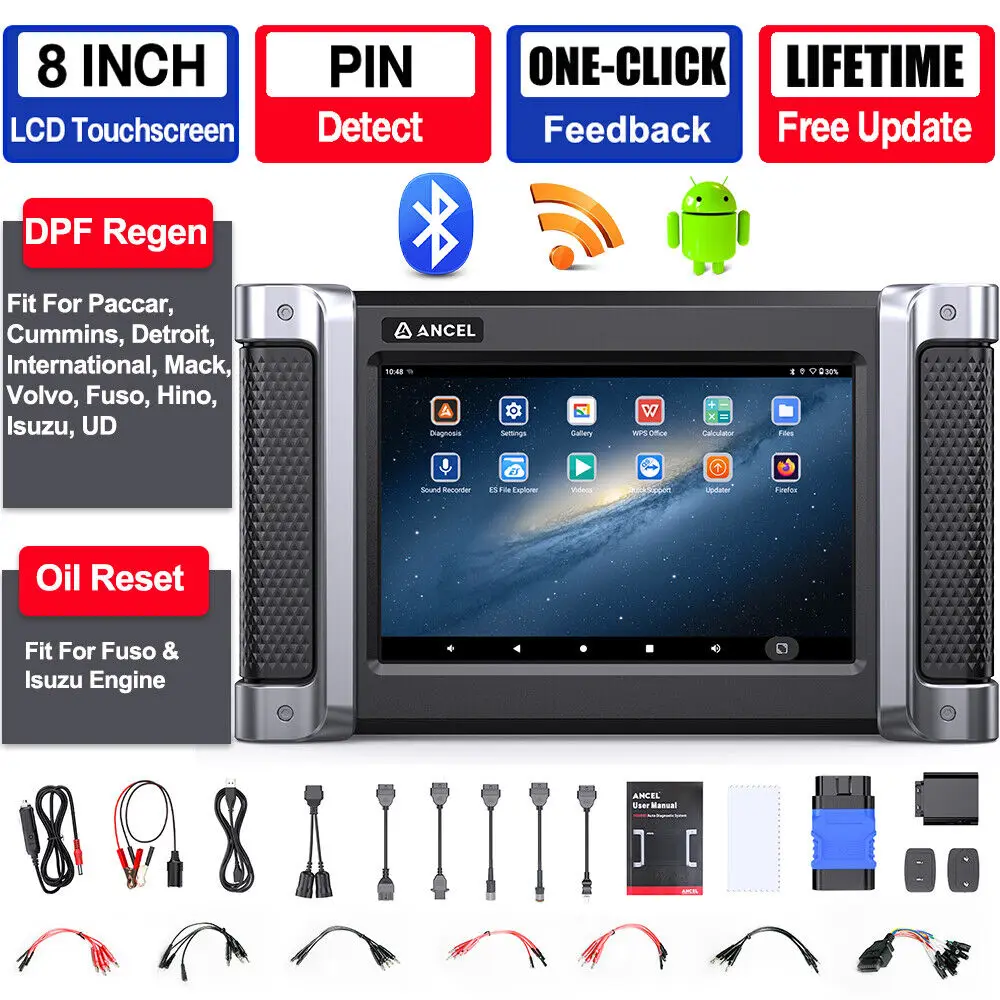 ANCEL HD8000 24V Diesel Heavy Duty Truck Diagnostic Tool Full System Oil Reset D.PF Regeneration for Cummins/Detroit/Paccar
ANCEL HD8000 24V Diesel Heavy Duty Truck Diagnostic Tool Full System Oil Reset D.PF Regeneration for Cummins/Detroit/Paccar