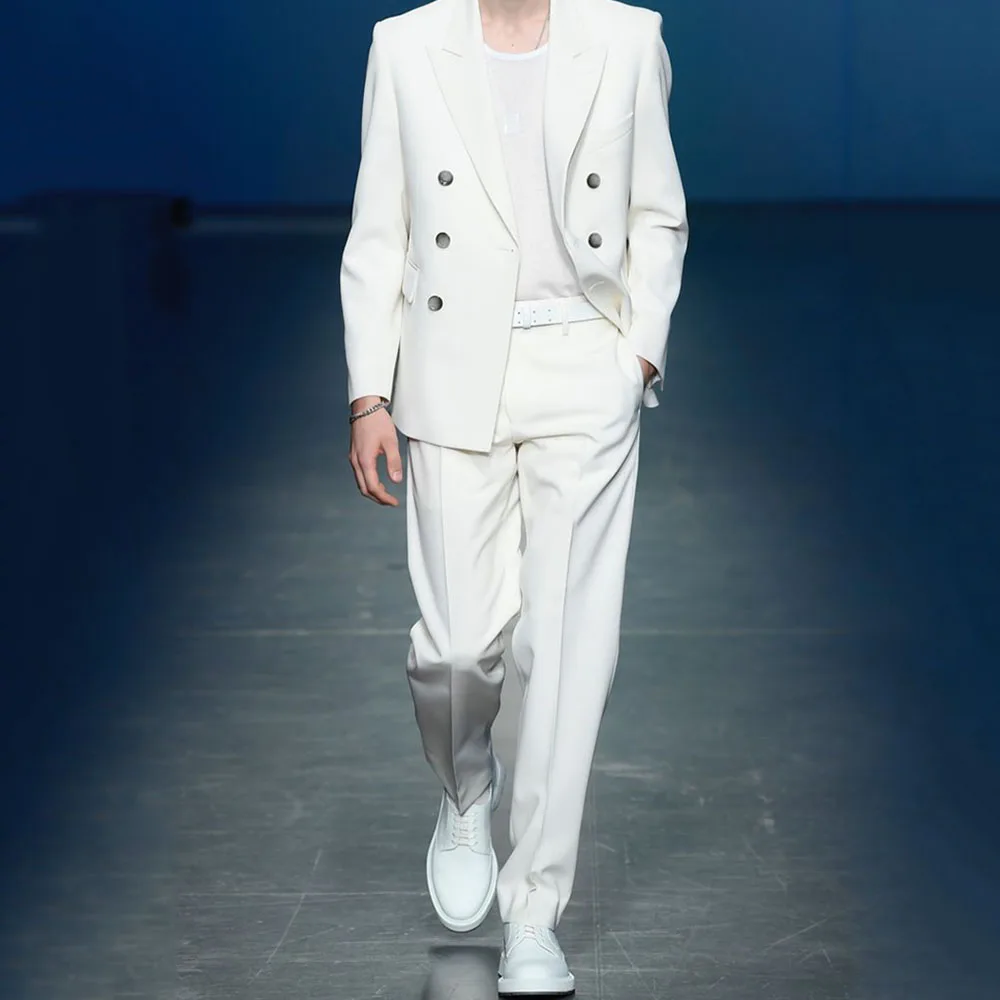 Gorgeous White Suits for Men 2 Pieces Jacket Pants Double Breasted Male Clothing Designer Banquet Office Party Costume Homme
Gorgeous White Suits for Men 2 Pieces Jacket Pants Double Breasted Male Clothing Designer Banquet Office Party Costume Homme