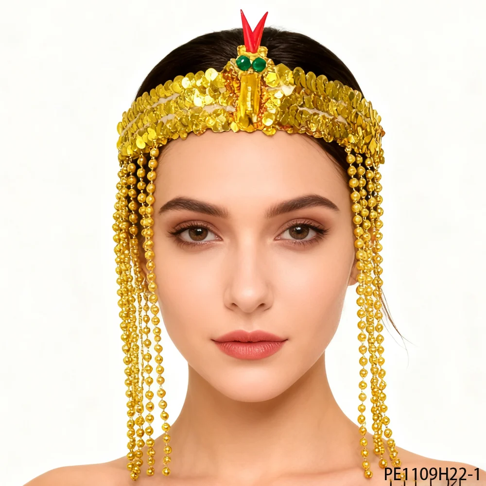 Gold Cleopatra Headpiece Egyptian Queen Tassel Beaded Headband Halloween Costume Accessories for Women
Gold Cleopatra Headpiece Egyptian Queen Tassel Beaded Headband Halloween Costume Accessories for Women