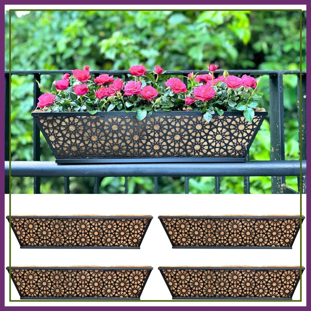 24 Inch Large Fence Hanging Planters for Outdoor, 4 Pack Metal Window Box with Coco Liner, Modern Horse Troughs Balcony Pots
24 Inch Large Fence Hanging Planters for Outdoor, 4 Pack Metal Window Box with Coco Liner, Modern Horse Troughs Balcony Pots