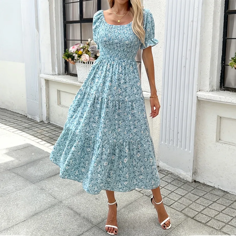 【New style】Square collar floral dress waist waist bubble sleeves medium and long cake dress casual vacation women's dress
【New style】Square collar floral dress waist waist bubble sleeves medium and long cake dress casual vacation women's dress