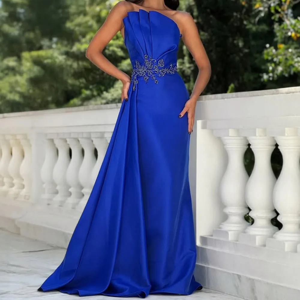 Customized Mermaid Evening Dresses Floor-Length Strapless Sleeveless Prom Gown Fashion Sequined Pleat Simple Draped Party Gown
Customized Mermaid Evening Dresses Floor-Length Strapless Sleeveless Prom Gown Fashion Sequined Pleat Simple Draped Party Gown