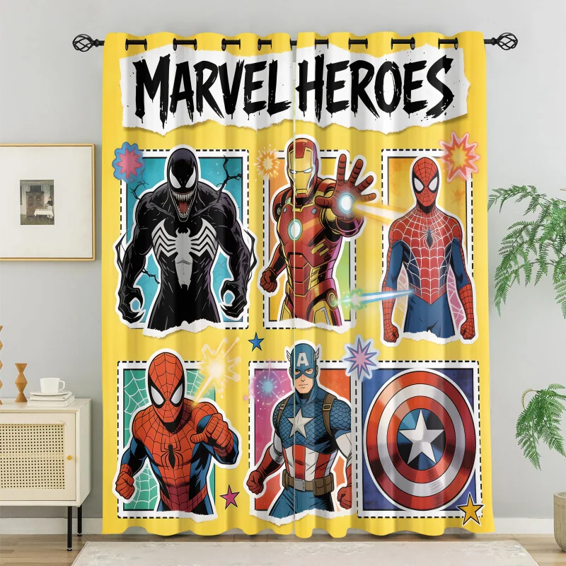 2 шт. шторы блэкаут с изображением супергероев Marvel, желтые, в стиле комиксов, с люверсами, для детской спальни, декор для комнаты мальчиков
2 шт. шторы блэкаут с изображением супергероев Marvel, желтые, в стиле комиксов, с люверсами, для детской спальни, декор для комнаты мальчиков