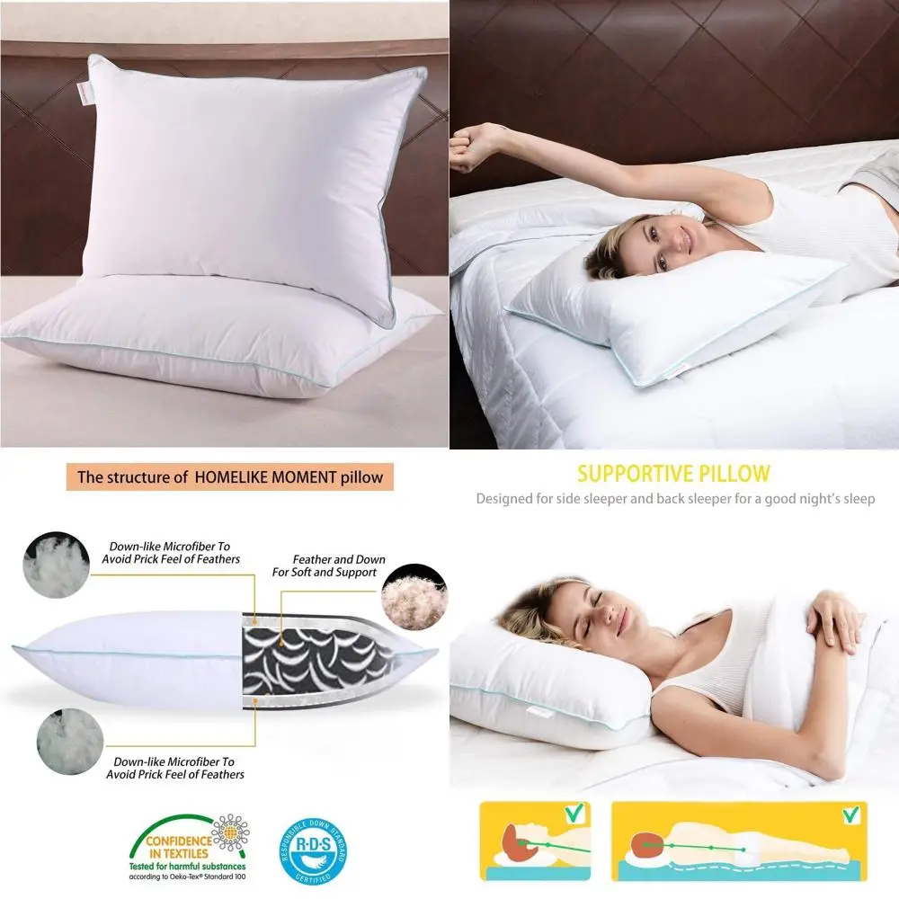 Queen Size 2-Pack 100% Cotton Covered Feather Pillows, 20x30 Inches for Comfortable Sleep
Queen Size 2-Pack 100% Cotton Covered Feather Pillows, 20x30 Inches for Comfortable Sleep