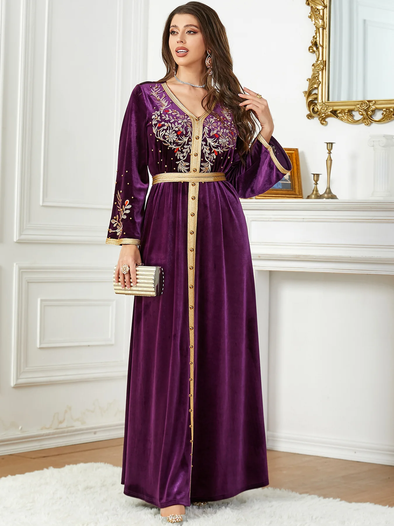 Winter Velvet Dress Abaya for Women Muslim Embroidery Beading Split Hem Morocco Party Dress Kaftan Vestidos Arabic Long Robe
Winter Velvet Dress Abaya for Women Muslim Embroidery Beading Split Hem Morocco Party Dress Kaftan Vestidos Arabic Long Robe