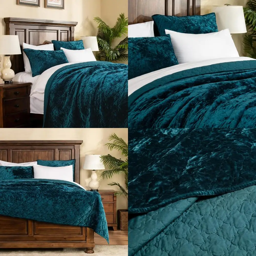 Luxurious Crushed Velvet Diamond Stitch Bedding Set with Matching Shams, King/California King Size
Luxurious Crushed Velvet Diamond Stitch Bedding Set with Matching Shams, King/California King Size