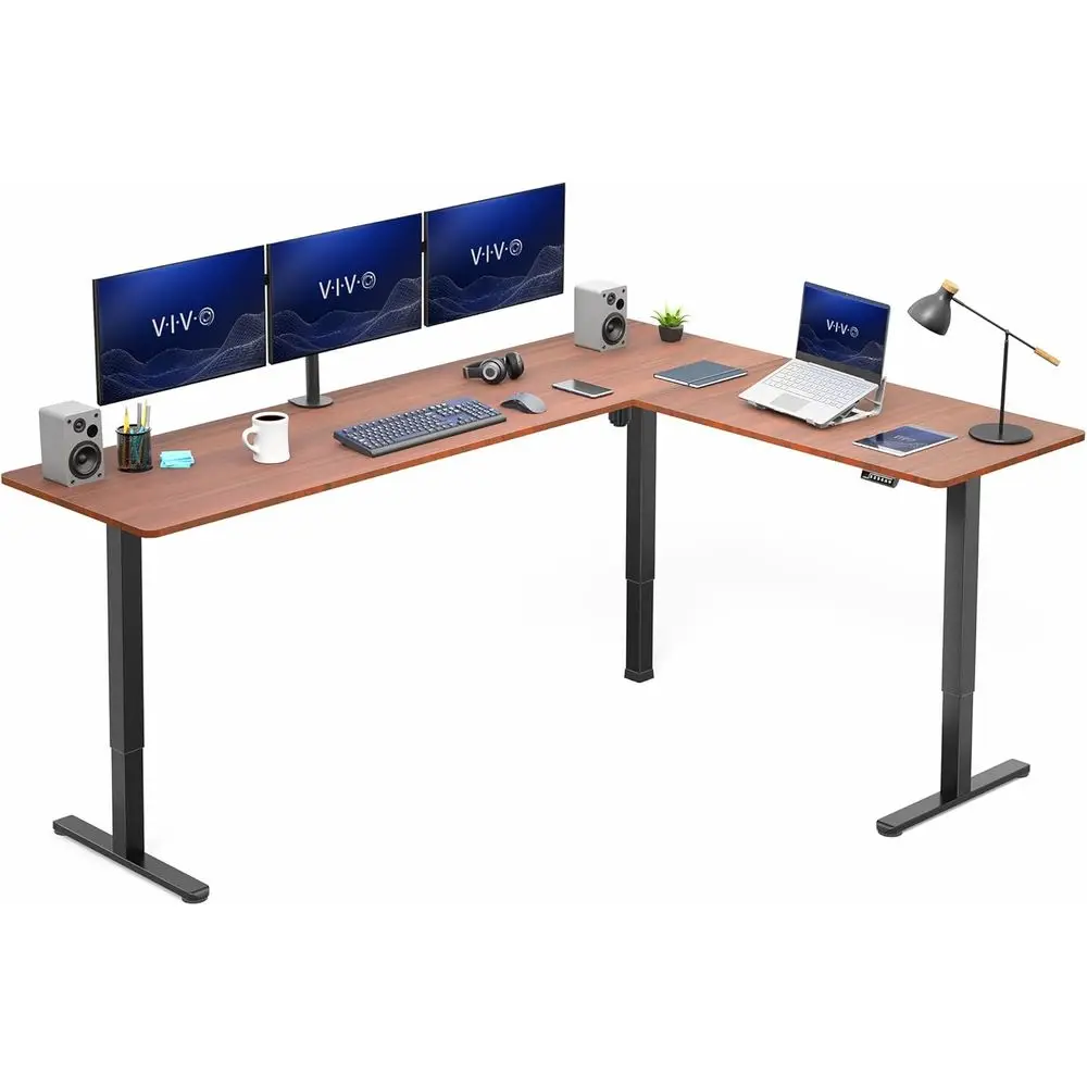 84 x 63 Reversible L-Shaped Electric Standing Desk, Walnut Top, Black Frame, Suitable for Home and Office
84 x 63 Reversible L-Shaped Electric Standing Desk, Walnut Top, Black Frame, Suitable for Home and Office