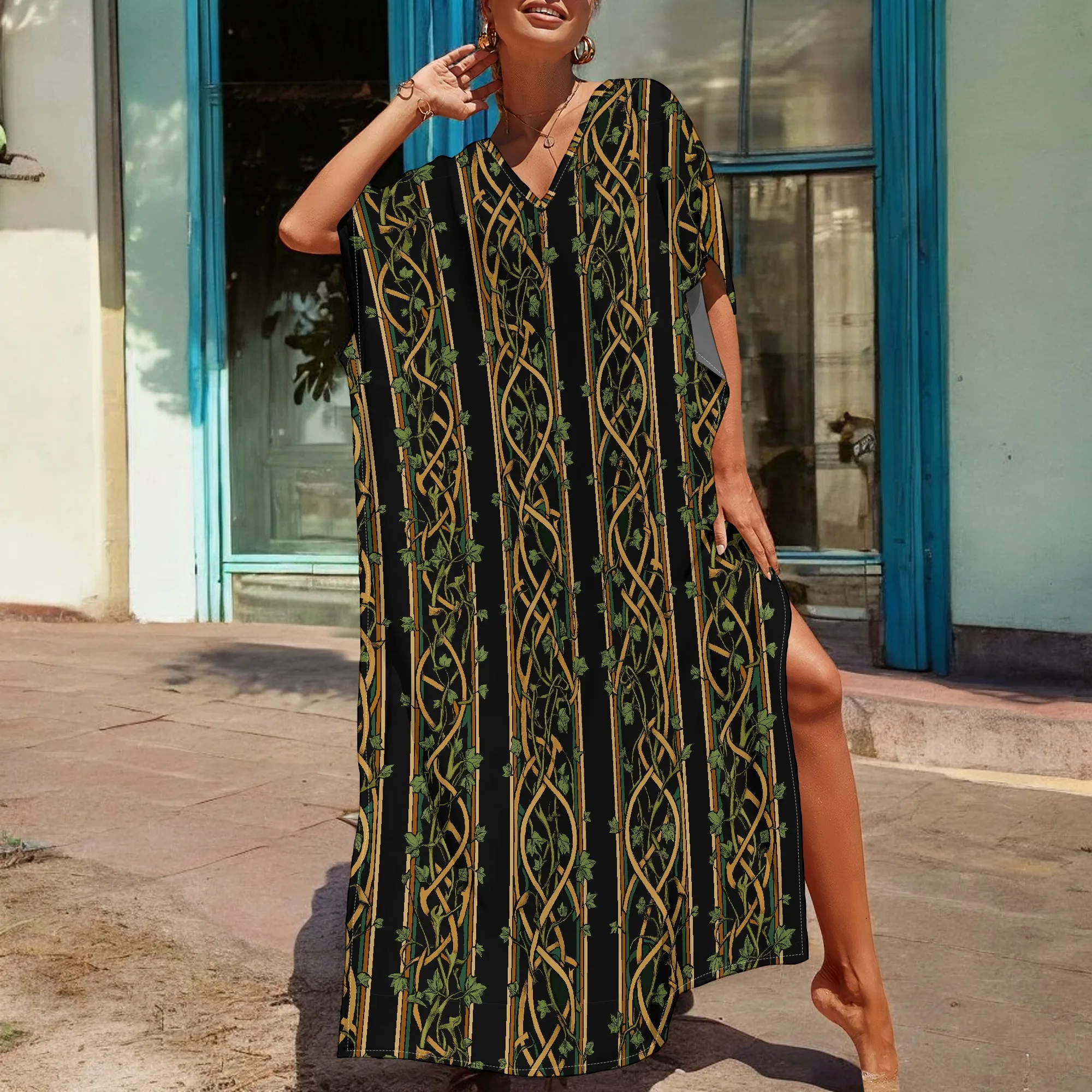 Afrocentric Bamboo Vine Kaftan Dress V‑Neck Vertical Stripe Plus Size S‑3XL Summer Safari Resort
Afrocentric Bamboo Vine Kaftan Dress V‑Neck Vertical Stripe Plus Size S‑3XL Summer Safari Resort