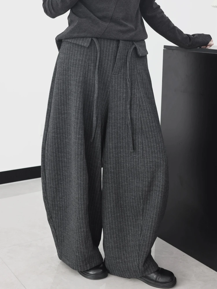 Dark Thickened Fleece Grey Vertical Striped Scythe Pants High Waist Wide Leg Slimming Women's Casual Trousers Polyester Blend
Dark Thickened Fleece Grey Vertical Striped Scythe Pants High Waist Wide Leg Slimming Women's Casual Trousers Polyester Blend