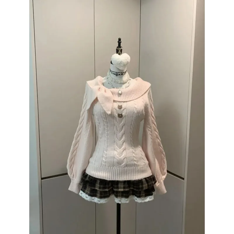 Preppy Style Sweet Knitted Sweater 2000s Aesthetic Gyaru Chic Korean Y2k Jumper Sweater Long Sleeve Coquette Knitwears
Preppy Style Sweet Knitted Sweater 2000s Aesthetic Gyaru Chic Korean Y2k Jumper Sweater Long Sleeve Coquette Knitwears