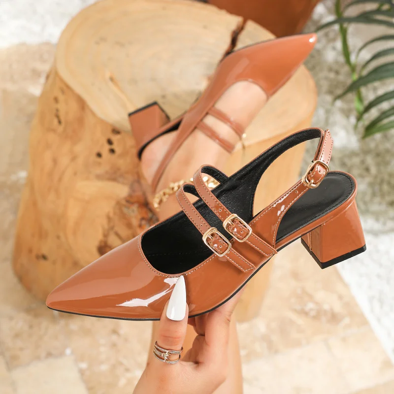 Pointed-toe high-heeled shoes, chunky-heeled single shoes, women's shoes, closed-toe sandals, new style
Pointed-toe high-heeled shoes, chunky-heeled single shoes, women's shoes, closed-toe sandals, new style