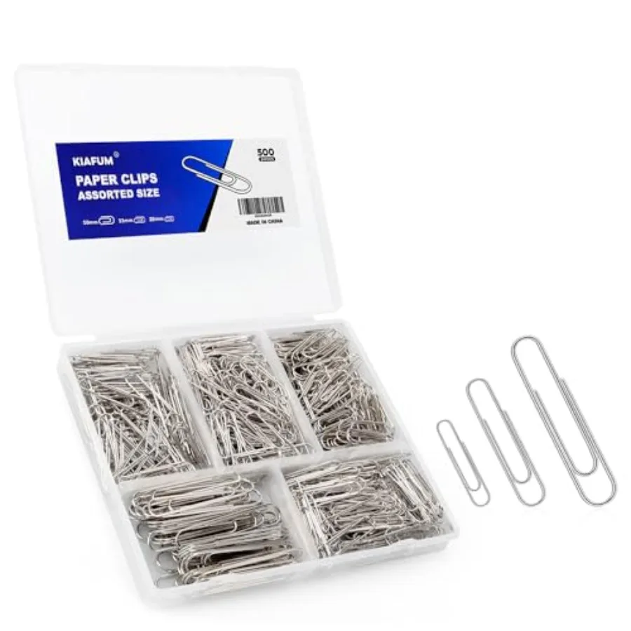 500 Pcs Assorted-Size Paperclips Premium Silver Rustproof Metal Paper Clips for Office School Home
500 Pcs Assorted-Size Paperclips Premium Silver Rustproof Metal Paper Clips for Office School Home