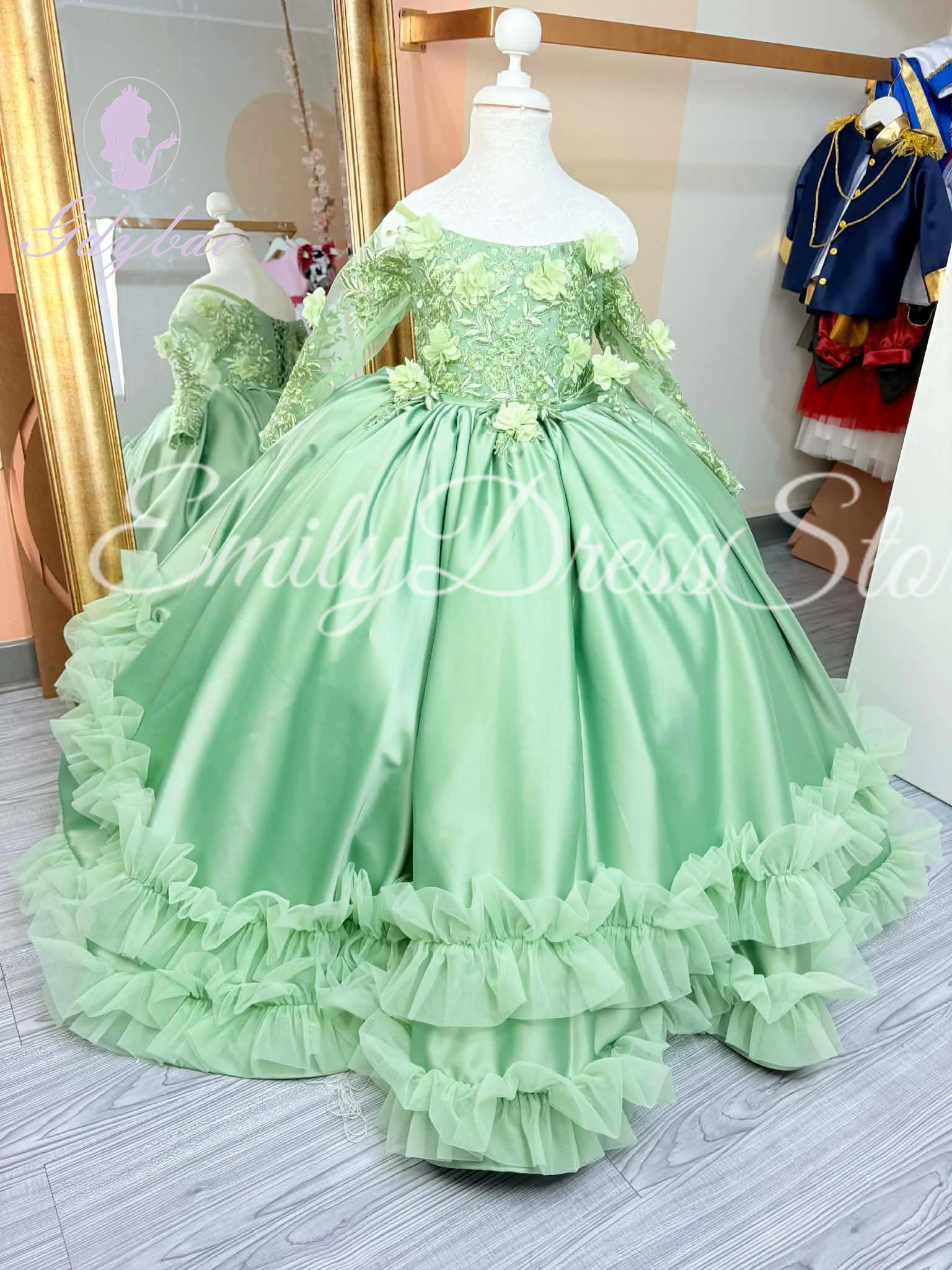 Customized Flower Girl Dress for Wedding Pleated Sage Green Puffy Applique Elegant Princess Kids Birthday First Communion Gown
Customized Flower Girl Dress for Wedding Pleated Sage Green Puffy Applique Elegant Princess Kids Birthday First Communion Gown
