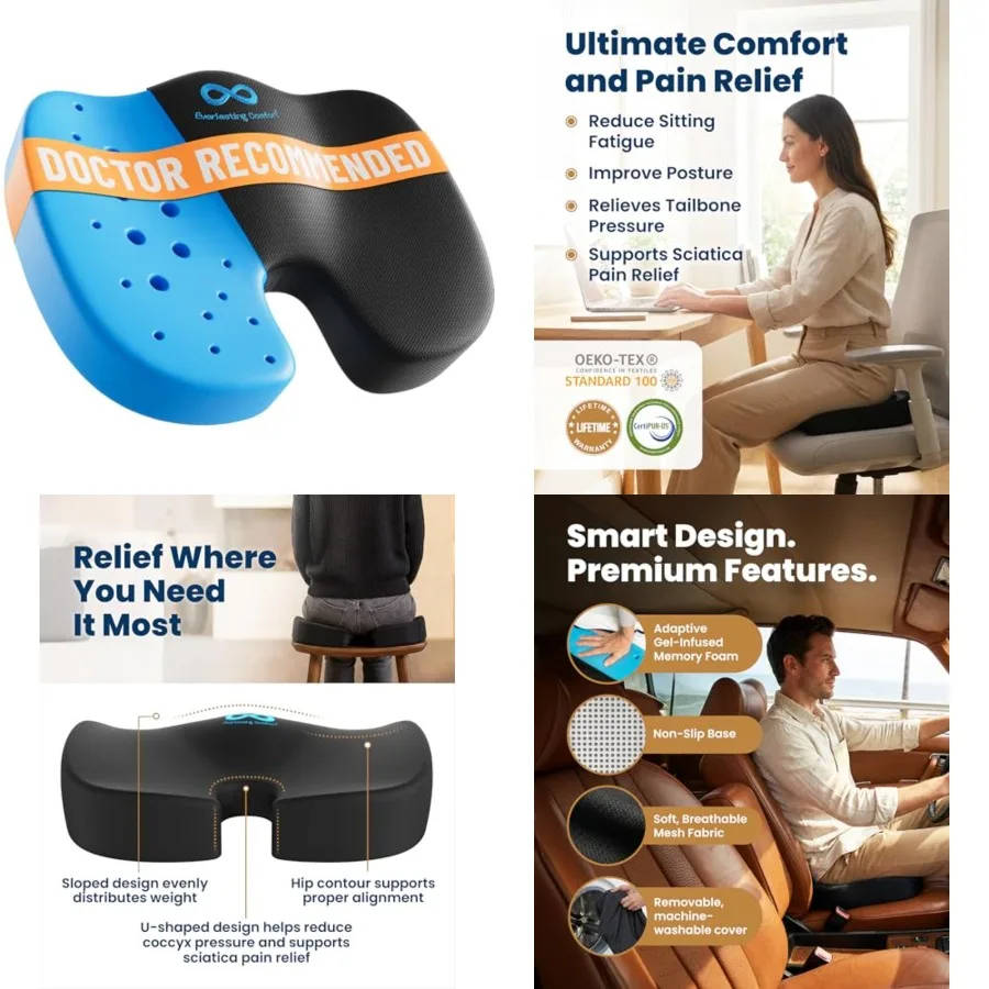 Doctor Recommended Memory Foam Seat Cushion for Office Chairs Car - Ergonomic Office Desk Accessories - Cushions for Tailbone P
Doctor Recommended Memory Foam Seat Cushion for Office Chairs Car - Ergonomic Office Desk Accessories - Cushions for Tailbone P