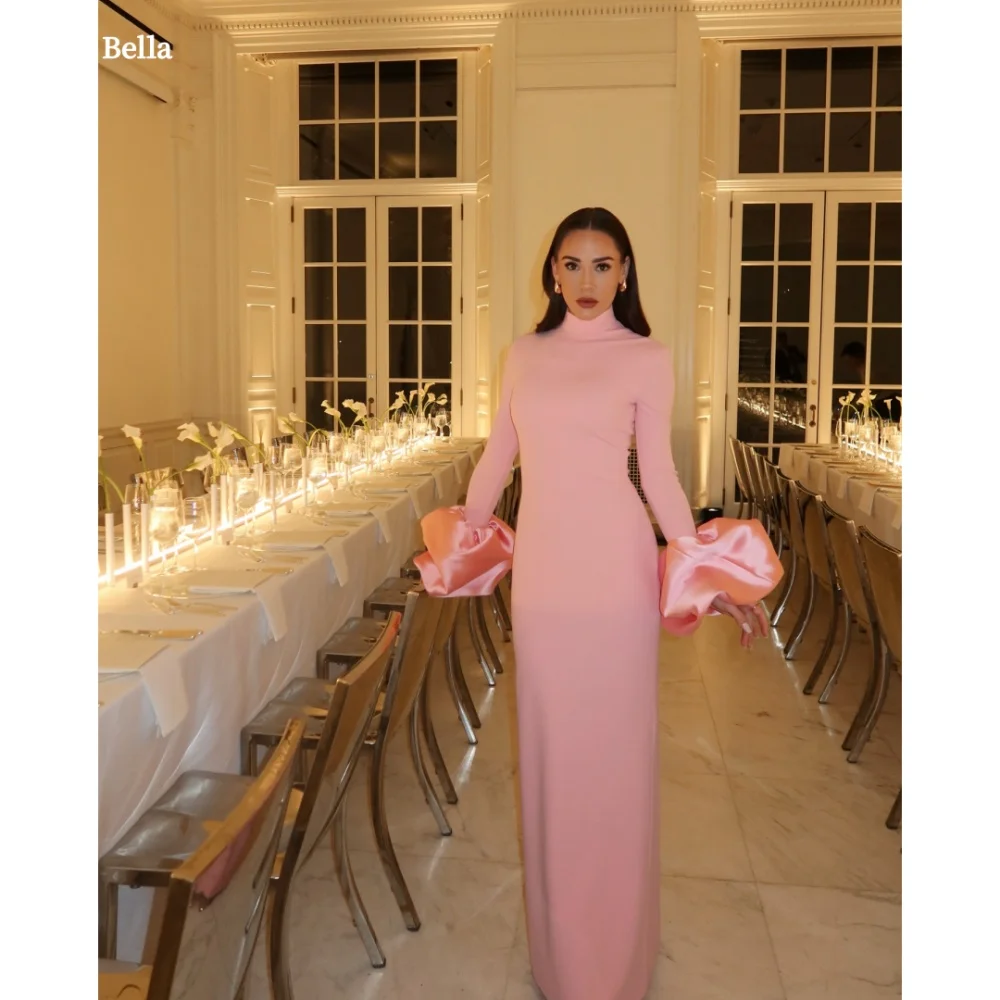 Bella Customized Pink Puff Sleeve Long Sleeves robes de soirée Four-Way Stretch Evening Dresses High Neck Wedding Dress 2025
Bella Customized Pink Puff Sleeve Long Sleeves robes de soirée Four-Way Stretch Evening Dresses High Neck Wedding Dress 2025