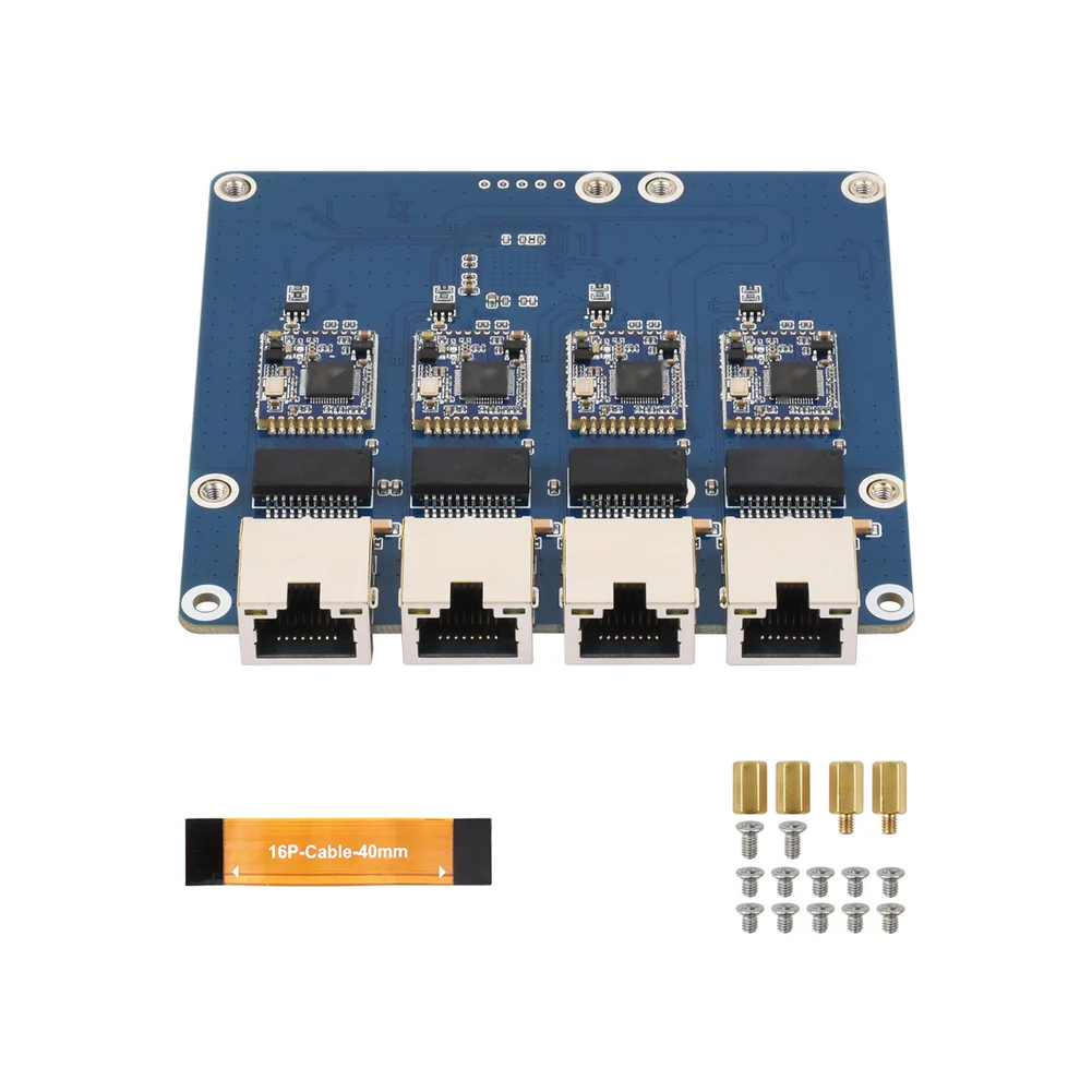 4-Port Ethernet Adapter Board For RASPBERRY- Pi 5 2.5G High Speed Driverless Network Interface Card 91.5mm Circuit Board Part
4-Port Ethernet Adapter Board For RASPBERRY- Pi 5 2.5G High Speed Driverless Network Interface Card 91.5mm Circuit Board Part