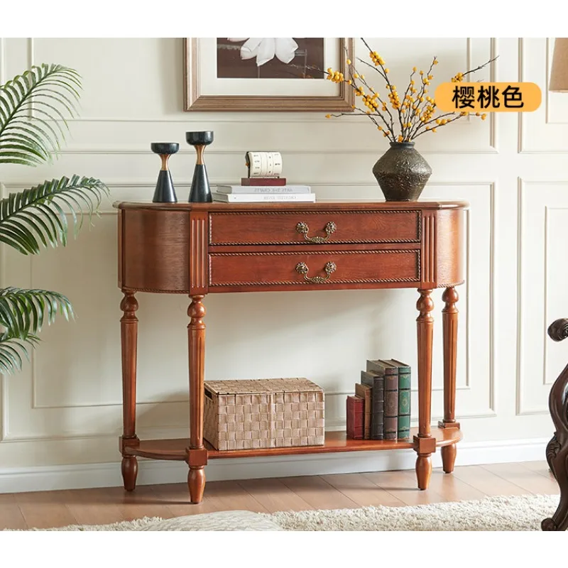 Retro console table pure solid wood semicircle aisle corridor console table for home storage table
Retro console table pure solid wood semicircle aisle corridor console table for home storage table