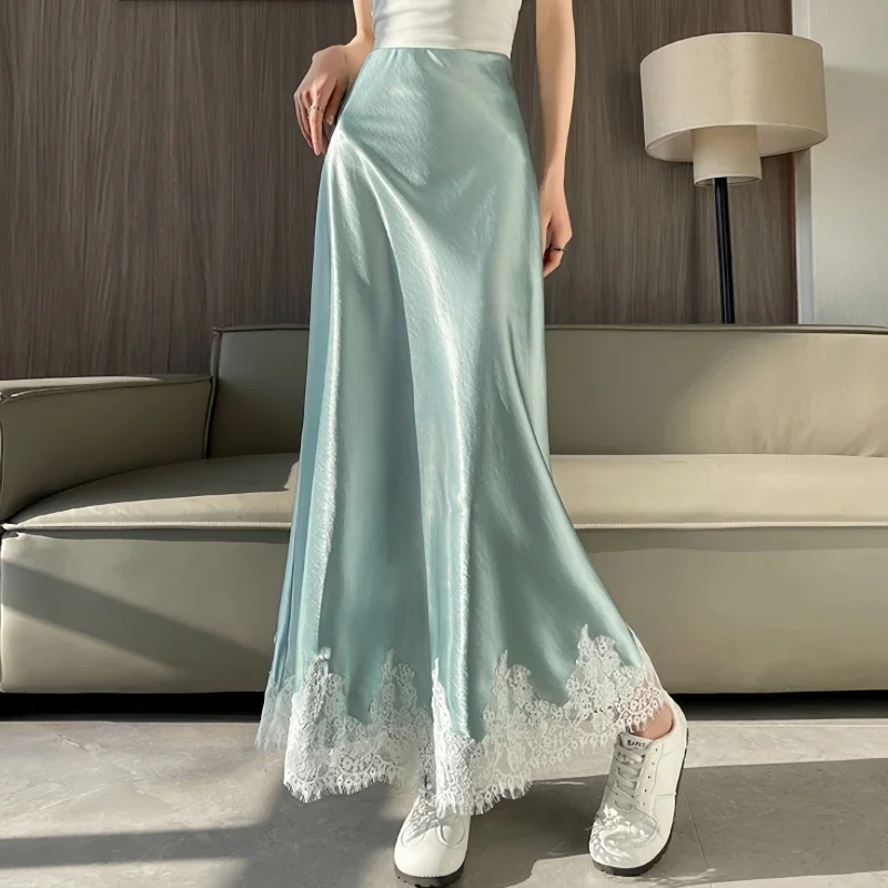 High Quality Lace Patchwork Stain Long Skirts Women 2025 Spring Summer Elegant High Waist A-line Maxi Skirts Female Streetwear
High Quality Lace Patchwork Stain Long Skirts Women 2025 Spring Summer Elegant High Waist A-line Maxi Skirts Female Streetwear
