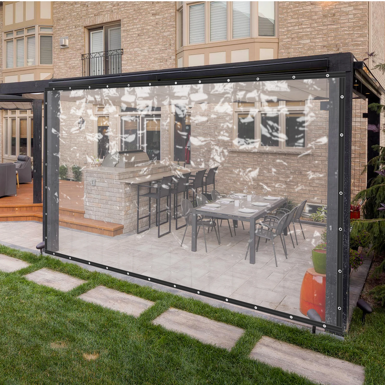 Outdoor Curtains, Canopy Waterproof, 8x16ft 2.5x5m, PVC 0.5mm Black Edge, Transparent Clear View, Durable Rain Protection
Outdoor Curtains, Canopy Waterproof, 8x16ft 2.5x5m, PVC 0.5mm Black Edge, Transparent Clear View, Durable Rain Protection