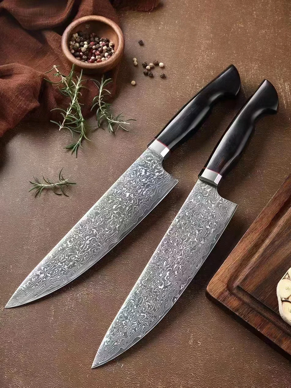 8 Inch Chef Knife 73-layers Damascus VG10 Steel Blade Ebony Handle Sharp Cleaver Meat Slicing Vegetables Japanese Kitchen Knives
8 Inch Chef Knife 73-layers Damascus VG10 Steel Blade Ebony Handle Sharp Cleaver Meat Slicing Vegetables Japanese Kitchen Knives