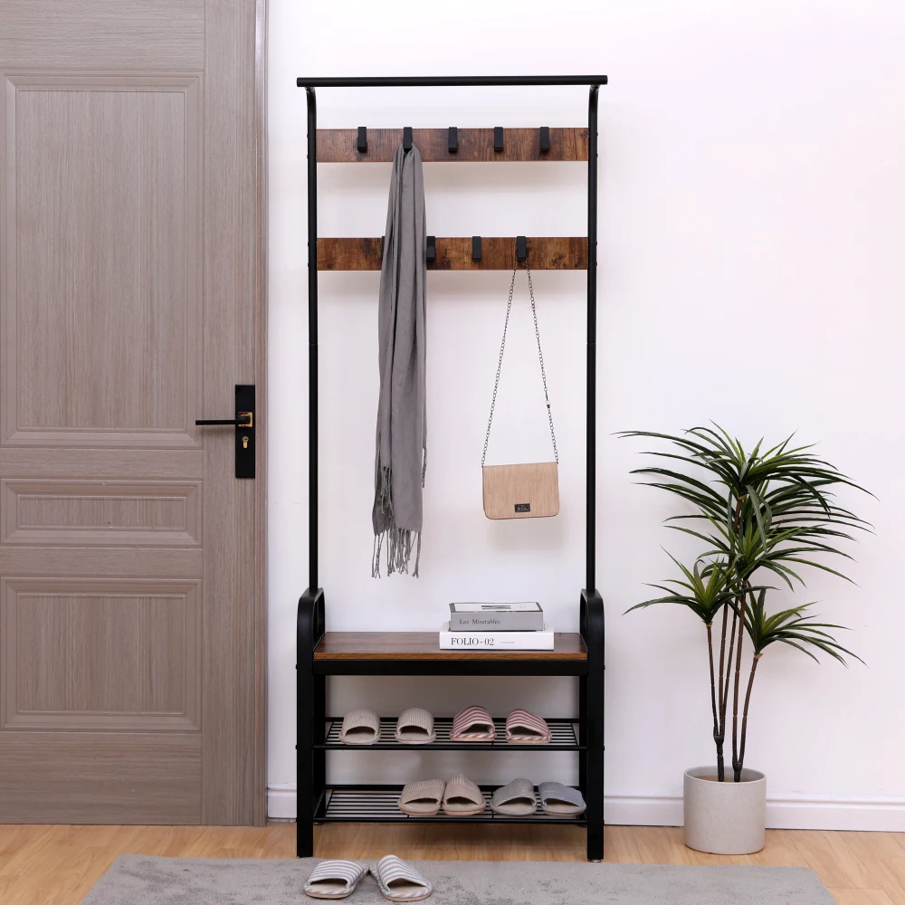 Coat Rack, Hall Tree with Shoe Bench for Entryway, 4-in-1, with 9 Removable Hooks, a Hanging Rod, 13.8 x 25.2 x 72.8 Inches
Coat Rack, Hall Tree with Shoe Bench for Entryway, 4-in-1, with 9 Removable Hooks, a Hanging Rod, 13.8 x 25.2 x 72.8 Inches