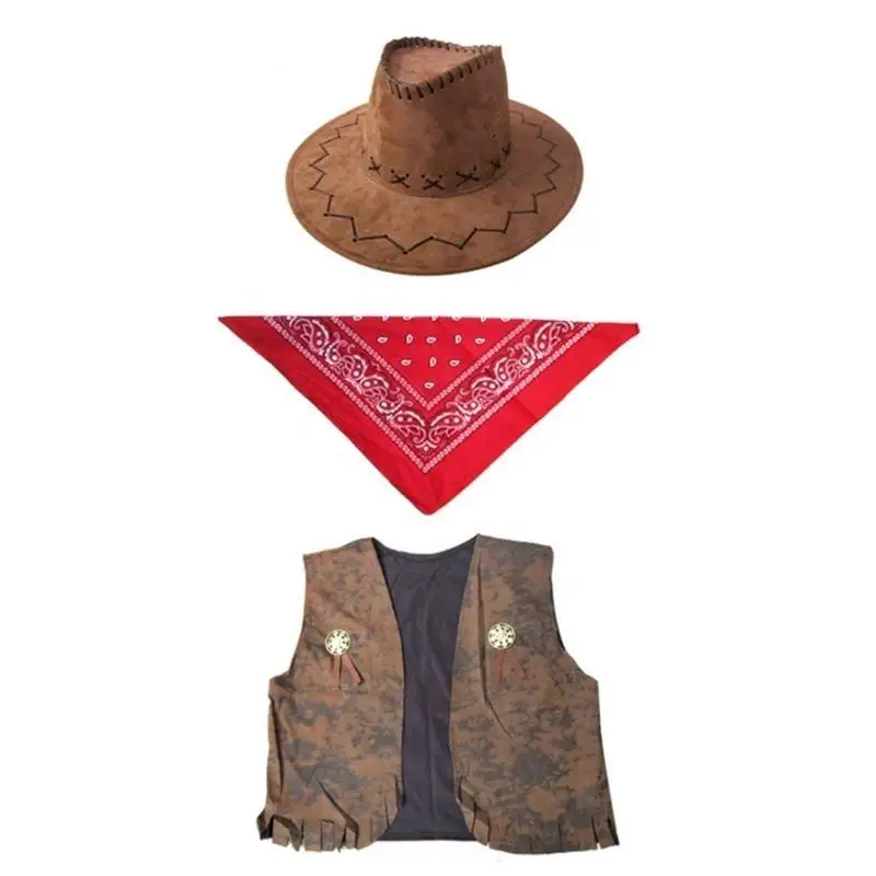 39BB Cow-boy Costumes Set Includes Vests Hat Scarf for Women Men Halloween Party
39BB Cow-boy Costumes Set Includes Vests Hat Scarf for Women Men Halloween Party