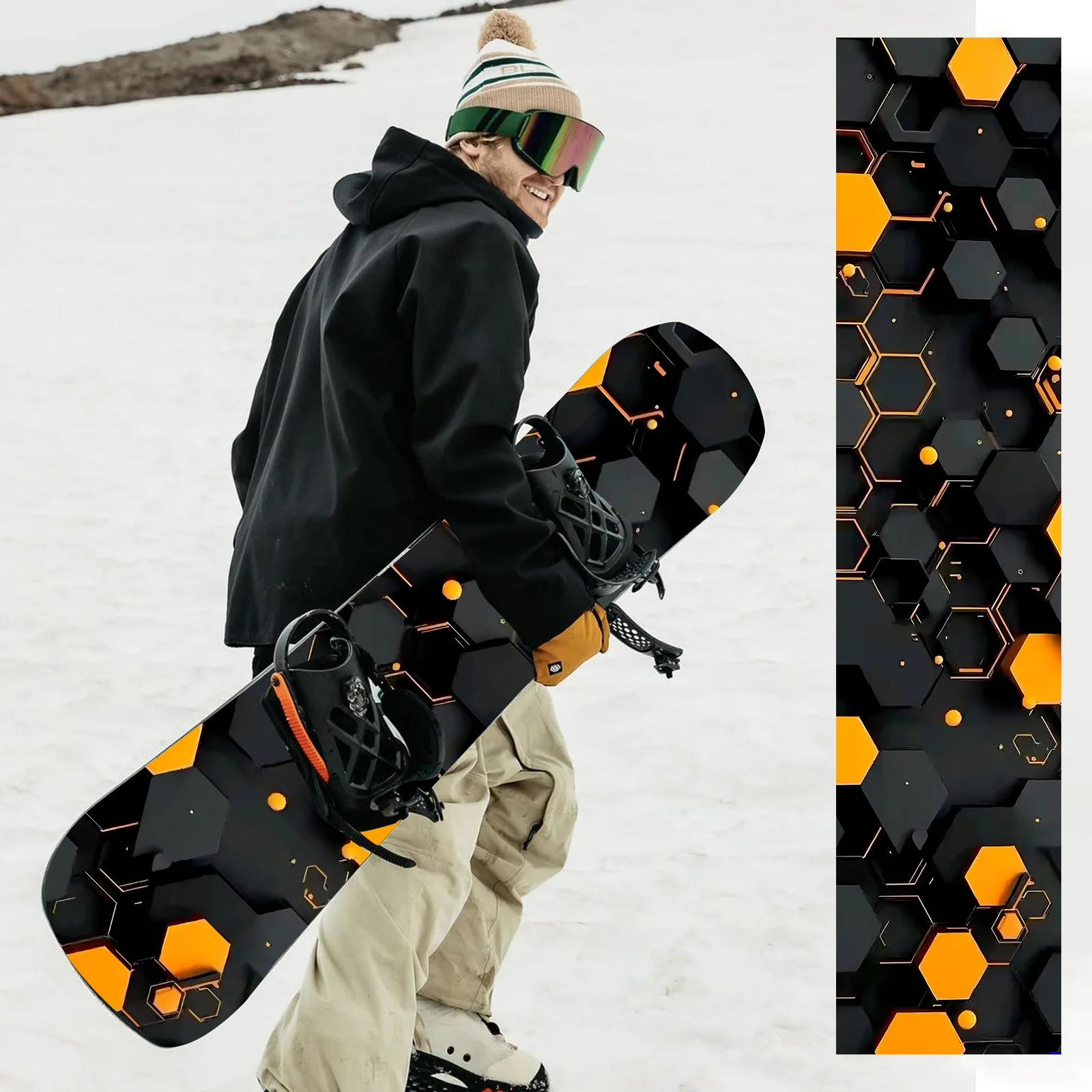 1 large black and orange mechanical honeycomb snowboard sticker, personalized snowboard sticker, snowboard decorative sticker
1 large black and orange mechanical honeycomb snowboard sticker, personalized snowboard sticker, snowboard decorative sticker