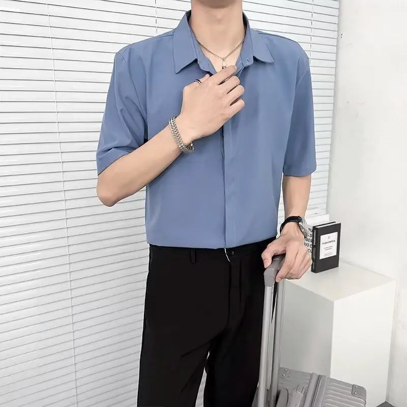Summer Thin Ice Silk Half Sleeve Shirt Men's Loose Fit Short Sleeve Casual Top Korean Version Ins Trendy Drapey Handsome Top
Summer Thin Ice Silk Half Sleeve Shirt Men's Loose Fit Short Sleeve Casual Top Korean Version Ins Trendy Drapey Handsome Top