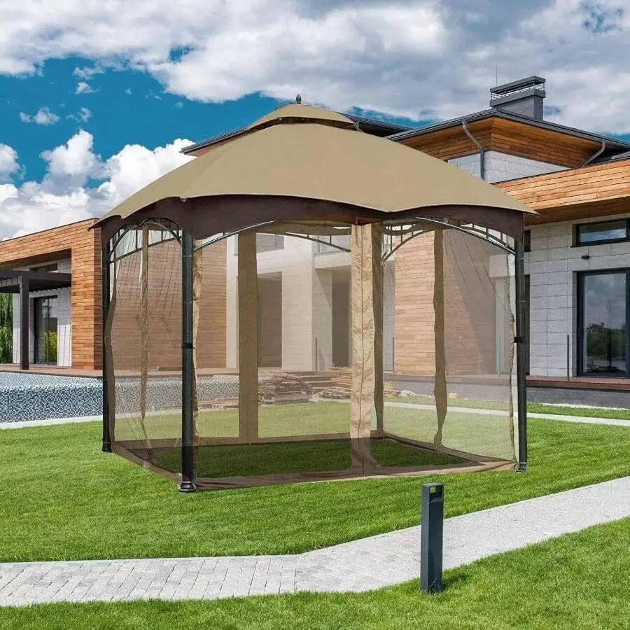 10x12 Ft Gazebo With Mosquito Netting 4 Panel Screen Walls Zipper Khaki
10x12 Ft Gazebo With Mosquito Netting 4 Panel Screen Walls Zipper Khaki