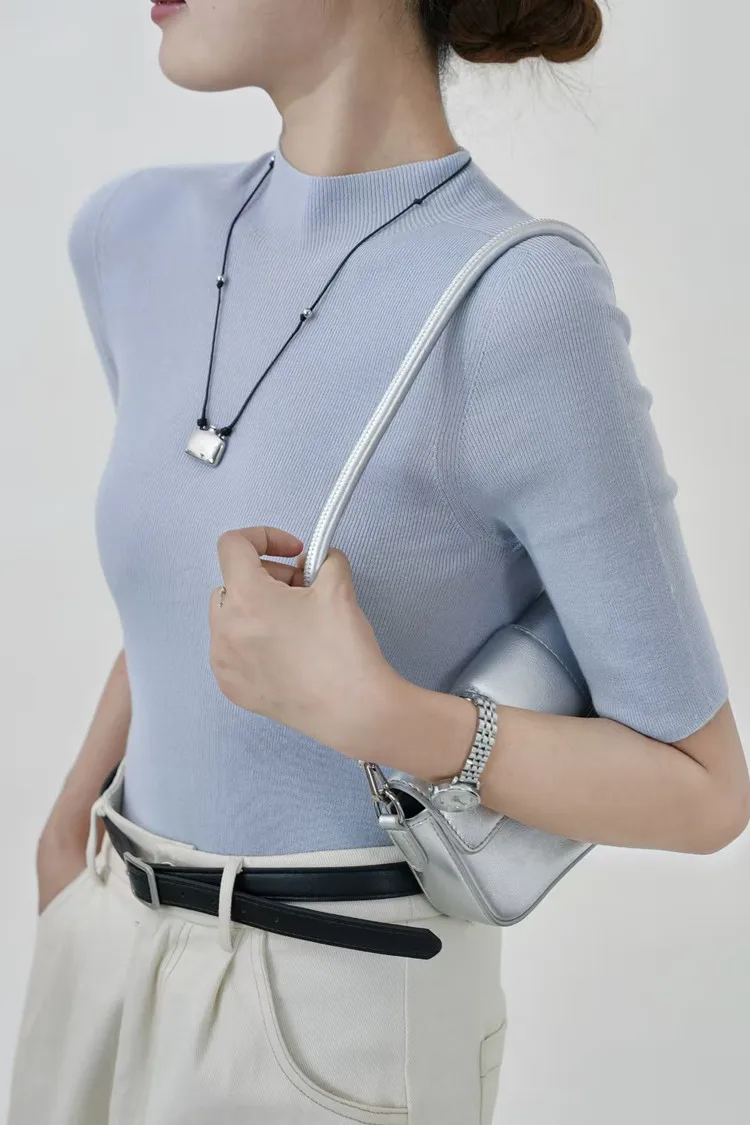 100% worsted Yangtze yarn wool T-shirt slim fit knitted pullover sweater short sleeved Mock collar Tees trendy Tops pull Jumper
100% worsted Yangtze yarn wool T-shirt slim fit knitted pullover sweater short sleeved Mock collar Tees trendy Tops pull Jumper
