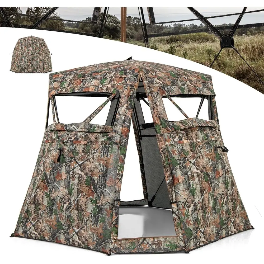 One-Way Vision Hunting Tent with 360° View, 4 Openings, and Carry Bag for Deer & Turkey Hunting
One-Way Vision Hunting Tent with 360° View, 4 Openings, and Carry Bag for Deer & Turkey Hunting