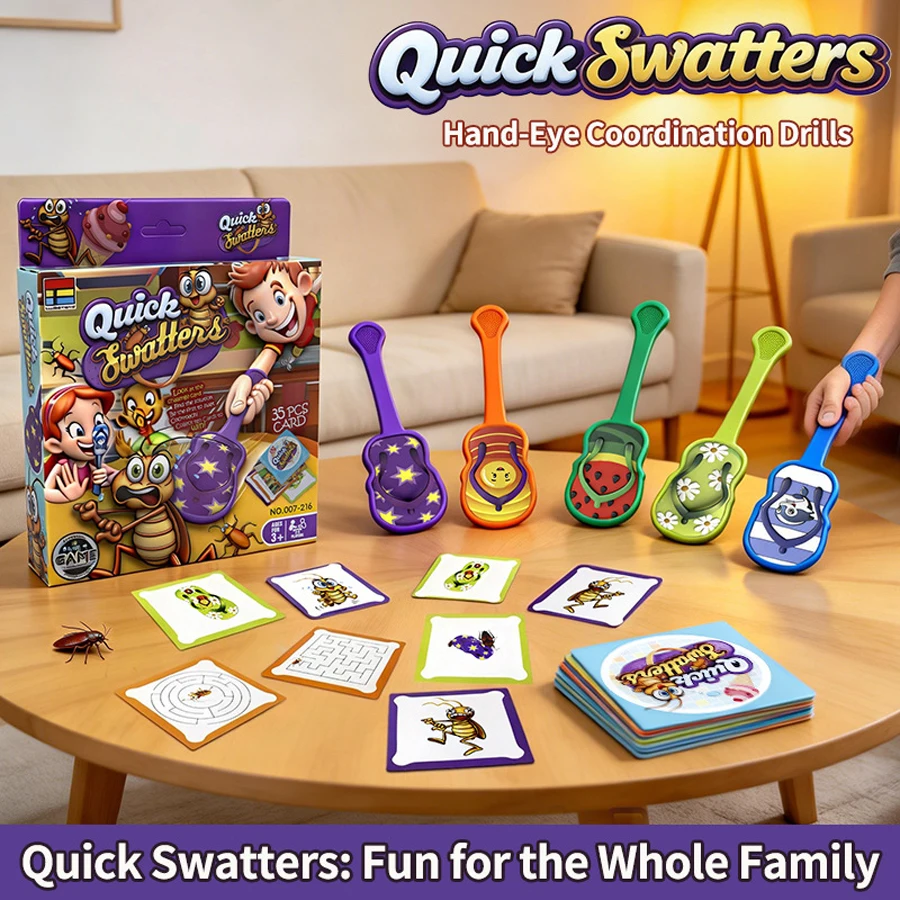 Quick Swatters Game for Kids Family Party Game Fast Reaction Hand Eye Coordination Toy Multiplayer Board Game
Quick Swatters Game for Kids Family Party Game Fast Reaction Hand Eye Coordination Toy Multiplayer Board Game
