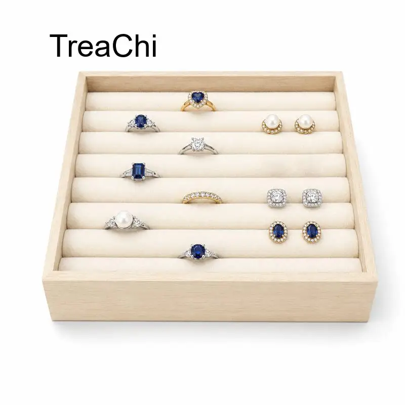 Wooden Slanted Ring Display Tray with Built-in Velvet and Leather Surfaces for Storing and Displaying Rings and Earrings
Wooden Slanted Ring Display Tray with Built-in Velvet and Leather Surfaces for Storing and Displaying Rings and Earrings