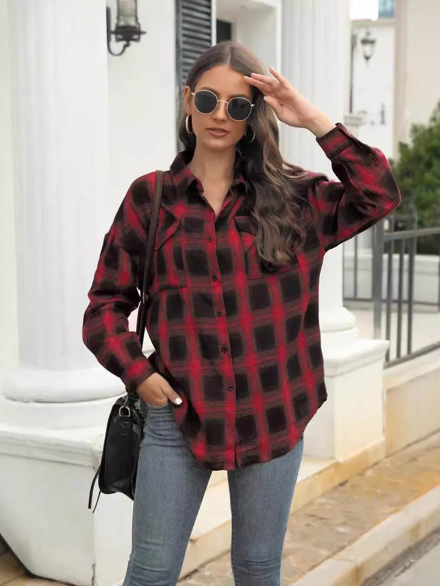 Women's Button-Up Striped Checkered Shirt Casual Style Long Sleeve Regular Fit Shirt Check Pattern Summer Fashion Ladies' Top
Women's Button-Up Striped Checkered Shirt Casual Style Long Sleeve Regular Fit Shirt Check Pattern Summer Fashion Ladies' Top