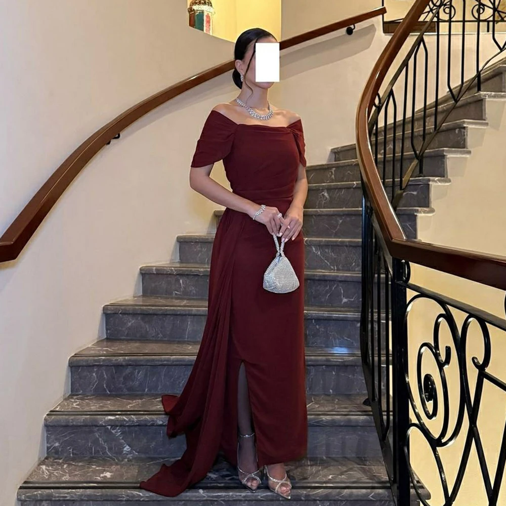 Msikoods Luxury Evening Dress Off The Shoulder Mermaid Prom Dress With Draped Slit Dubai Women Formal Occasion Gown Customized
Msikoods Luxury Evening Dress Off The Shoulder Mermaid Prom Dress With Draped Slit Dubai Women Formal Occasion Gown Customized