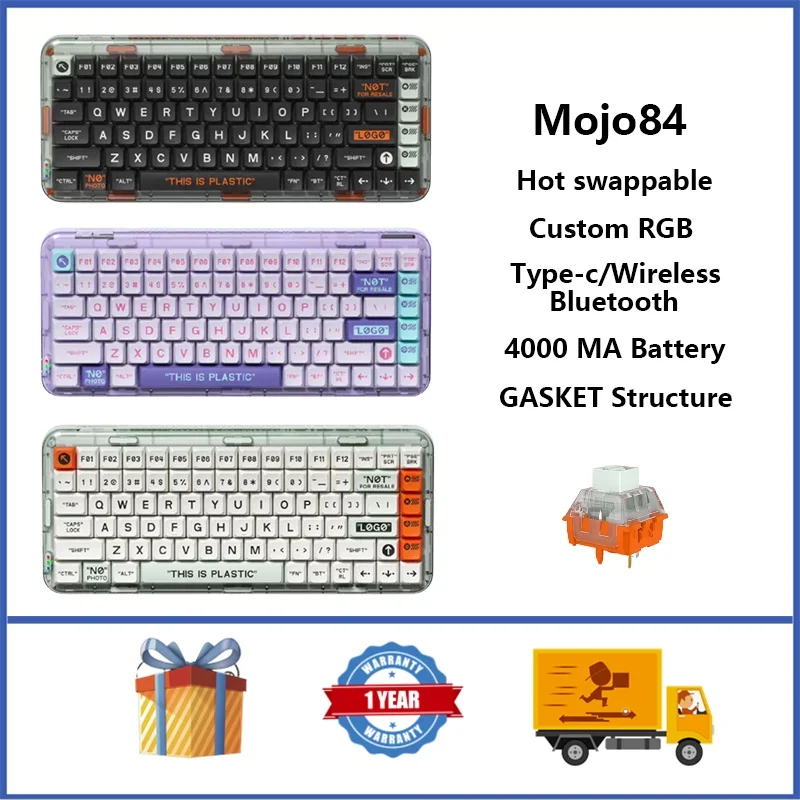 Прозрачная Беспроводная механическая клавиатура MelGeek Mojo84, прокладочная конструкция, RGB, горячая Распродажа, пользовательская игровая клавиатура
Прозрачная Беспроводная механическая клавиатура MelGeek Mojo84, прокладочная конструкция, RGB, горячая Распродажа, пользовательская игровая клавиатура