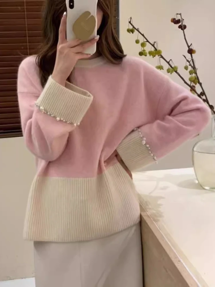 Autumn Winter Vintage Retro Jumper O Neck Long Sleeve Hit The Color Pearls Knitted Sweater Fall Winter Vintage Women Pullover
Autumn Winter Vintage Retro Jumper O Neck Long Sleeve Hit The Color Pearls Knitted Sweater Fall Winter Vintage Women Pullover