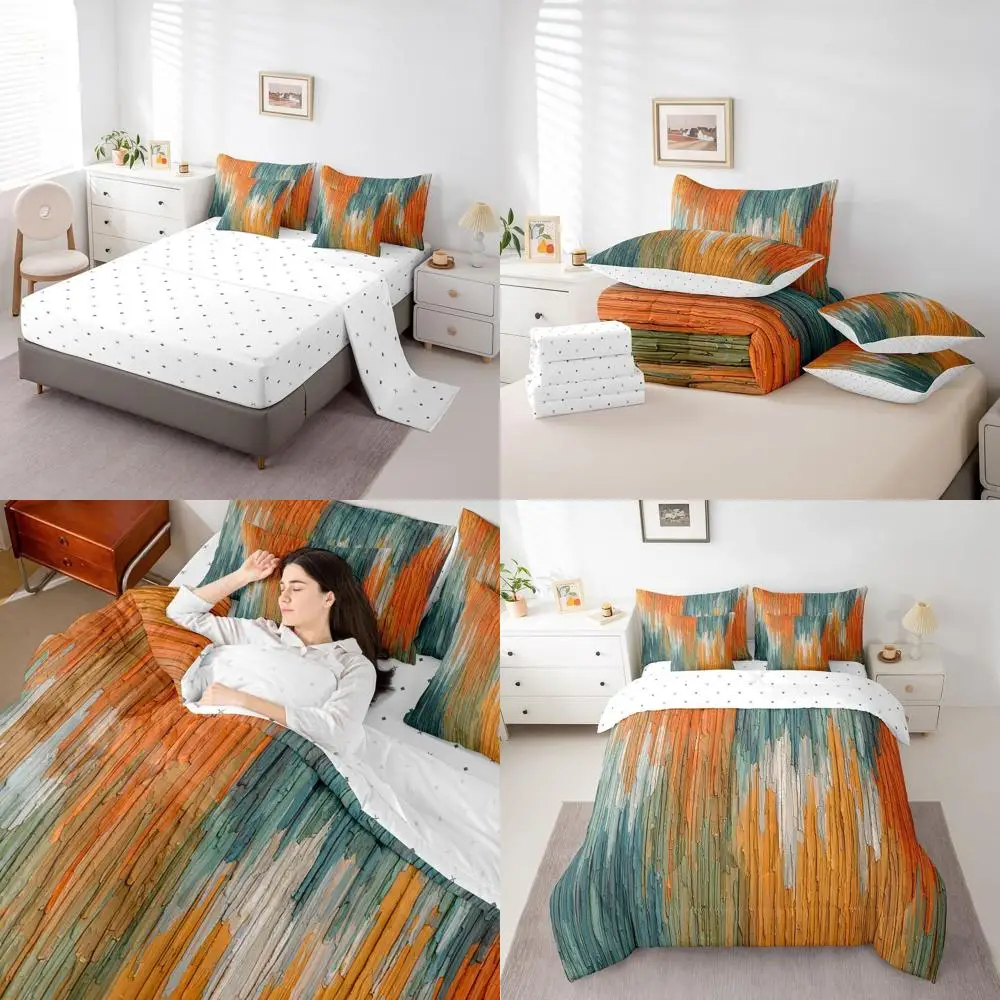 Full Size 7-Piece Gradient Beige-Orange Oil Painting Bedding Set with Sheets, All-Season Comforter for Kids and Adults
Full Size 7-Piece Gradient Beige-Orange Oil Painting Bedding Set with Sheets, All-Season Comforter for Kids and Adults