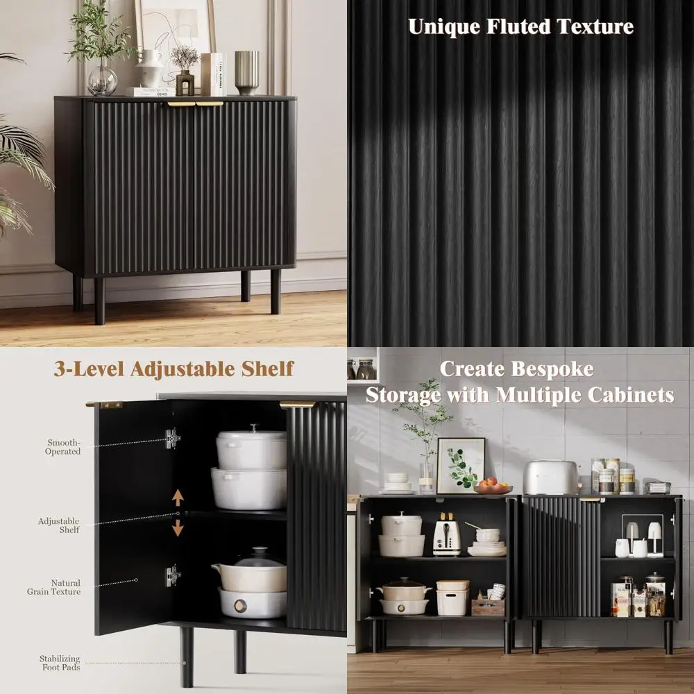 Modern Fluted Wood Buffet Cabinet with Storage, Adjustable Shelves and Doored Credenza
Modern Fluted Wood Buffet Cabinet with Storage, Adjustable Shelves and Doored Credenza