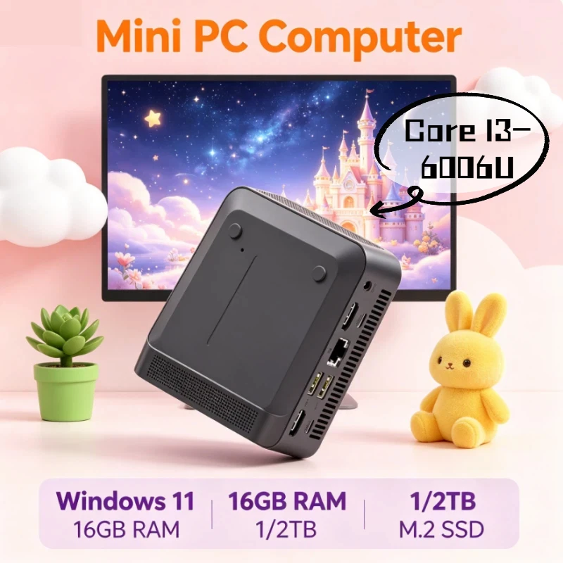 Multifunctional Office Study Mini Desktop PC Core I3-6006U Windows 11 Pro 4K HD Display 32GB RAM 1TB 2TB SSD WIFI 6 BT5.2
Multifunctional Office Study Mini Desktop PC Core I3-6006U Windows 11 Pro 4K HD Display 32GB RAM 1TB 2TB SSD WIFI 6 BT5.2