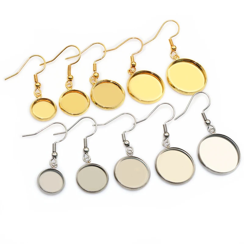 10pcs 8-30mm Inner Size Cabochons Blank Base Tray with Earring Hooks Stainless Steel DIY Jewelry Making Accessories Findings
10pcs 8-30mm Inner Size Cabochons Blank Base Tray with Earring Hooks Stainless Steel DIY Jewelry Making Accessories Findings