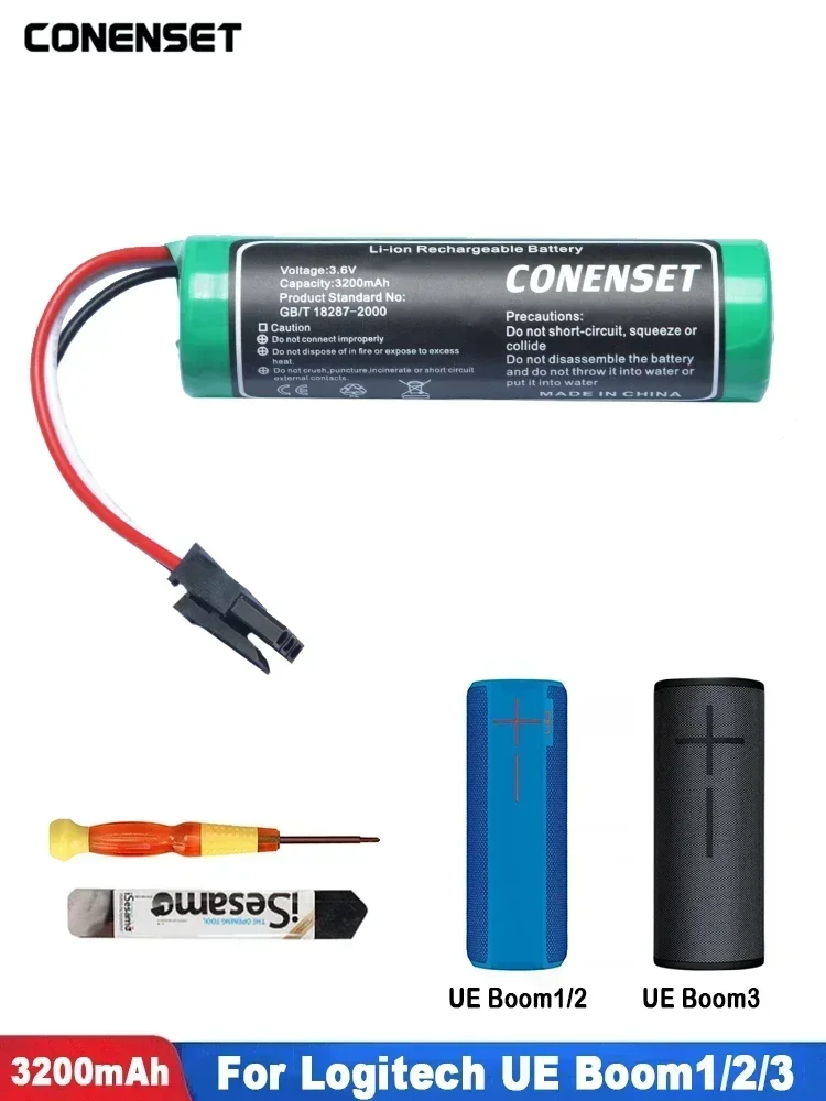 3.6V 3200mAh Replacement Battery For Logitech Ears Boom 2 S-00122 S00151 UE Kora Boom,UE MegaBoom 2 UE Ultimate VR0004 S00166
3.6V 3200mAh Replacement Battery For Logitech Ears Boom 2 S-00122 S00151 UE Kora Boom,UE MegaBoom 2 UE Ultimate VR0004 S00166