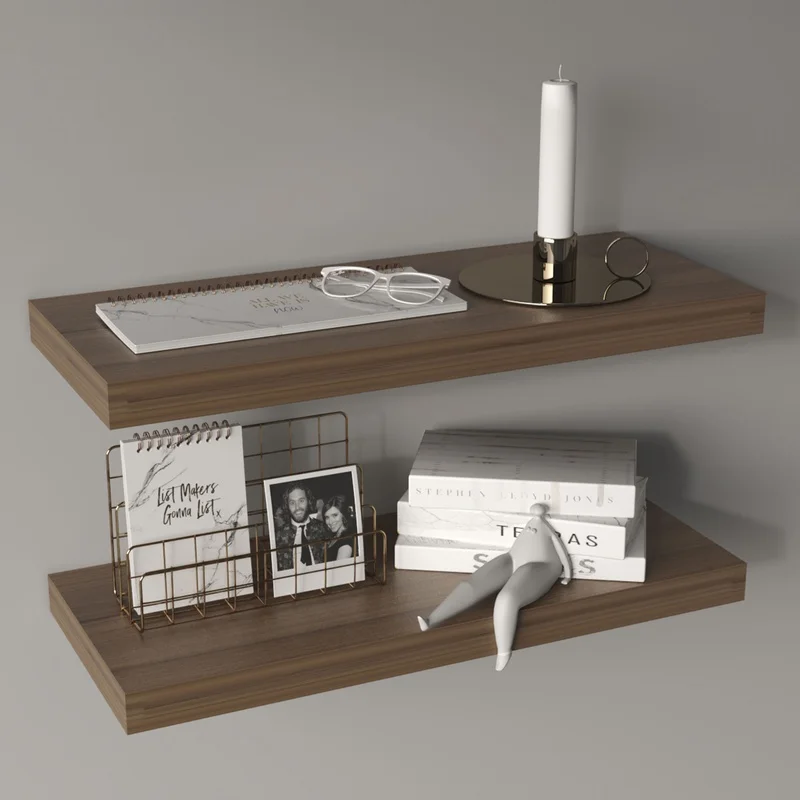 Light Brown Floating Shelves, 2-Tier, 1.5" Height
Light Brown Floating Shelves, 2-Tier, 1.5" Height