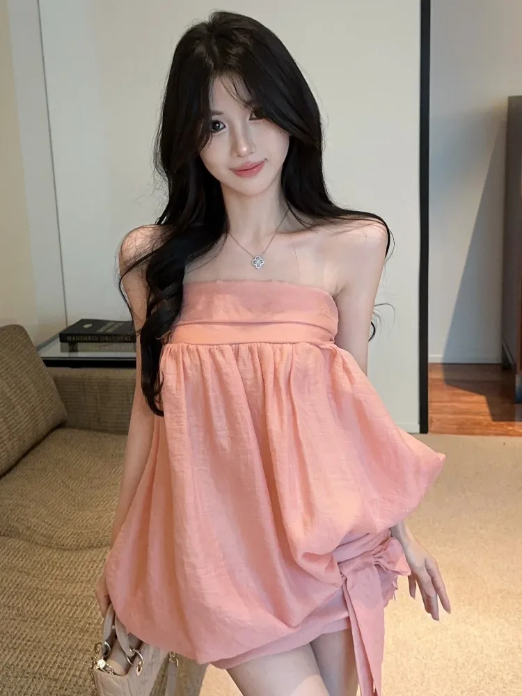 Summer New Style Women's Knot Foldover Strapless Short Dress Sweet Style High Waist Lace Splice Sleeveless Dress
Summer New Style Women's Knot Foldover Strapless Short Dress Sweet Style High Waist Lace Splice Sleeveless Dress