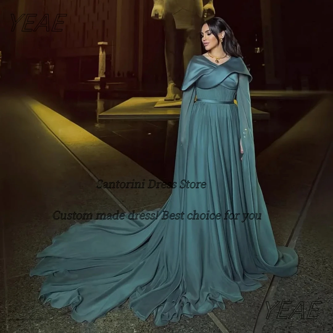 Santorini Vestidos De Fiesta V Neck Ruched Evening Dresses Saudi Arabia Women Wear Long Sleeves Prom Dress Customized
Santorini Vestidos De Fiesta V Neck Ruched Evening Dresses Saudi Arabia Women Wear Long Sleeves Prom Dress Customized