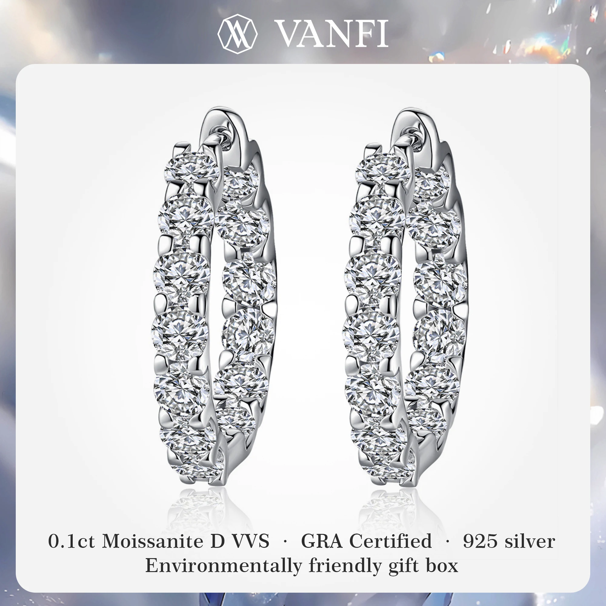 Kfvanfi Classic Moissanite Hoop Earrings, 18K White Gold Plated 925 Sterling Silver Heavy Plated Hypoallergenic Hoops for Women
Kfvanfi Classic Moissanite Hoop Earrings, 18K White Gold Plated 925 Sterling Silver Heavy Plated Hypoallergenic Hoops for Women